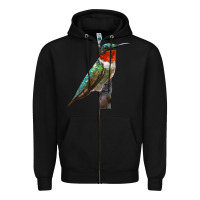 Black Ruby Throated Hummingbird Bird Zipper Hoodie - LillyAllenDesigns