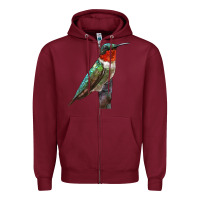 Burgundy Ruby Throated Hummingbird Bird Zipper Hoodie - LillyAllenDesigns