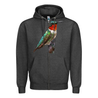 Charcoal Heather Ruby Throated Hummingbird Bird Zipper Hoodie - LillyAllenDesigns