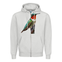 Dove Grey Ruby Throated Hummingbird Bird Zipper Hoodie - LillyAllenDesigns