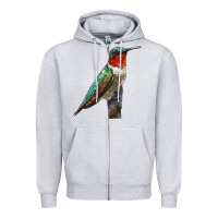 Heather Grey Ruby Throated Hummingbird Bird Zipper Hoodie - LillyAllenDesigns
