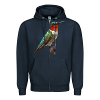 Navy Ruby Throated Hummingbird Bird Zipper Hoodie - LillyAllenDesigns