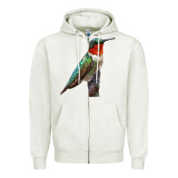 Oatmeal Heather Ruby Throated Hummingbird Bird Zipper Hoodie - LillyAllenDesigns