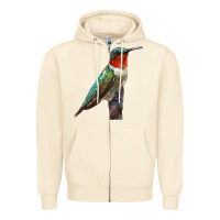 Sandshell Ruby Throated Hummingbird Bird Zipper Hoodie - LillyAllenDesigns