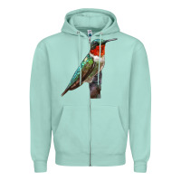 Seafoam Ruby Throated Hummingbird Bird Zipper Hoodie - LillyAllenDesigns