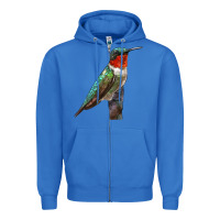True Royal Ruby Throated Hummingbird Bird Zipper Hoodie - LillyAllenDesigns