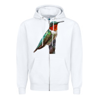White Ruby Throated Hummingbird Bird Zipper Hoodie - LillyAllenDesigns