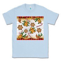 Dusty Blue Christmas gingerbread cookies and candy cane Classic Tee - NancyCooperArtShop