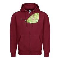 Burgundy Cabbage White Butterfly Zipper Hoodie - LillyAllenDesigns