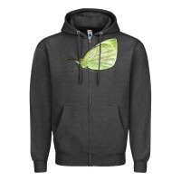 Charcoal Heather Cabbage White Butterfly Zipper Hoodie - LillyAllenDesigns
