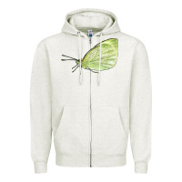 Oatmeal Heather Cabbage White Butterfly Zipper Hoodie - LillyAllenDesigns
