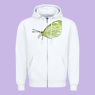 Cabbage White Butterfly Zipper Hoodie Designed By Lillyallendesigns