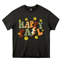 Asphalt happy fall smiley face Heavy Core Tee - BarkalooDesign