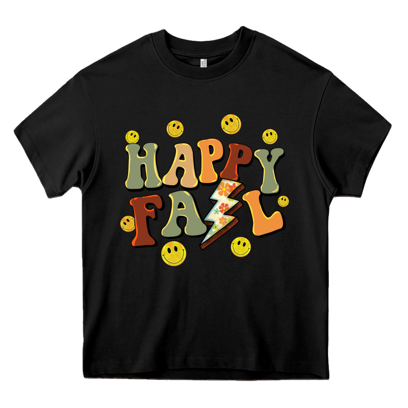 Happy Fall Smiley Face Heavy Core Tee by BarkalooDesign | Teevron