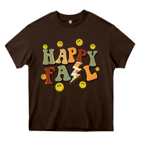 Chocolate Brown happy fall smiley face Heavy Core Tee - BarkalooDesign