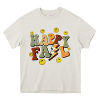Cream happy fall smiley face Heavy Core Tee - BarkalooDesign