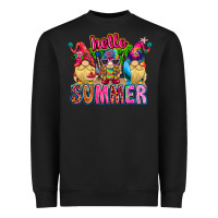 Black Hello summer Gnome Heavyweight Sweatshirt - CowhideDigitalArt