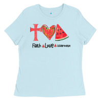 Baby Blue Faith Love Watermelon Ladies Tee - Bettercallsaul