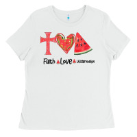 White Faith Love Watermelon Ladies Tee - Bettercallsaul