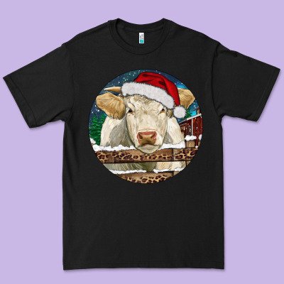 Charolais Cow Christmas Premium Tee Designed By Ranaportraitstore