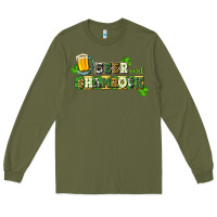 Army Green Beer and shamrock Long Sleeve Tee - CowGirlArtShop