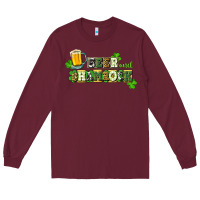 Burgundy Beer and shamrock Long Sleeve Tee - CowGirlArtShop