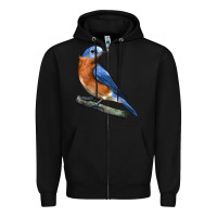 Black Eastern Bluebird Zipper Hoodie - LillyAllenDesigns