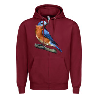 Burgundy Eastern Bluebird Zipper Hoodie - LillyAllenDesigns