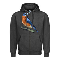 Charcoal Heather Eastern Bluebird Zipper Hoodie - LillyAllenDesigns