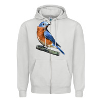 Dove Grey Eastern Bluebird Zipper Hoodie - LillyAllenDesigns