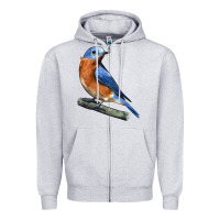 Heather Grey Eastern Bluebird Zipper Hoodie - LillyAllenDesigns
