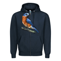 Navy Eastern Bluebird Zipper Hoodie - LillyAllenDesigns