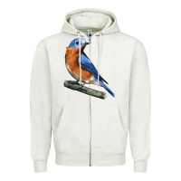 Oatmeal Heather Eastern Bluebird Zipper Hoodie - LillyAllenDesigns