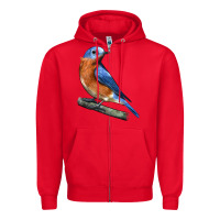 Red Eastern Bluebird Zipper Hoodie - LillyAllenDesigns
