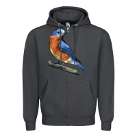 Smoke Eastern Bluebird Zipper Hoodie - LillyAllenDesigns