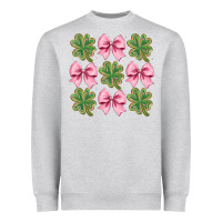 Heather Grey clover bow Heavyweight Sweatshirt - CowhideDigitalArt