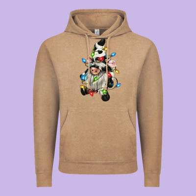 Christmas Cow Gnome Vintage Hoodie Designed By Cowgirlartshop