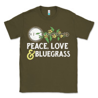 Army Green peace , love & bluegrass   banjo nature vines illu Classic Tee - DesignPulse
