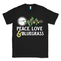 Black peace , love & bluegrass   banjo nature vines illu Classic Tee - DesignPulse