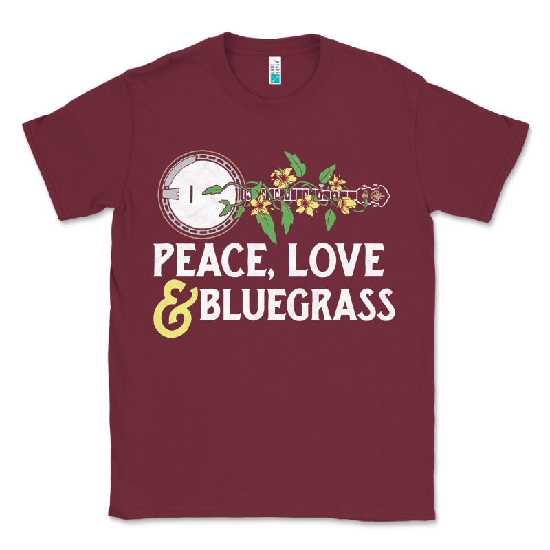 Peace , Love & Bluegrass   Banjo Nature Vines Illu Classic Tee by DesignPulse | Teevron