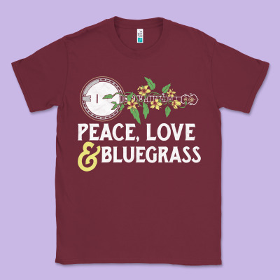Peace , Love & Bluegrass   Banjo Nature Vines Illu Classic Tee Designed By Designpulse