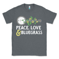 Charcoal Heather peace , love & bluegrass   banjo nature vines illu Classic Tee - DesignPulse