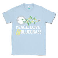 Dusty Blue peace , love & bluegrass   banjo nature vines illu Classic Tee - DesignPulse