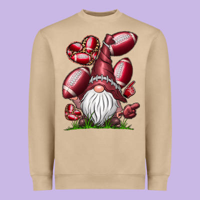 American Football Gnome Heavyweight Sweatshirt Designed By Cowhidedigitalart