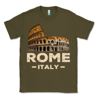 Army Green Cool Vintage Roma Italia Colosseum Souvenirs, Rome Italy Pullover Hood Classic Tee - DesignPulse