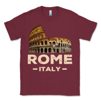 Burgundy Cool Vintage Roma Italia Colosseum Souvenirs, Rome Italy Pullover Hood Classic Tee - DesignPulse