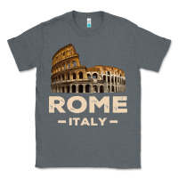 Charcoal Heather Cool Vintage Roma Italia Colosseum Souvenirs, Rome Italy Pullover Hood Classic Tee - DesignPulse