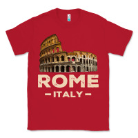 Red Cool Vintage Roma Italia Colosseum Souvenirs, Rome Italy Pullover Hood Classic Tee - DesignPulse
