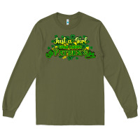 Army Green Just a girl who loves St. Patrick's Day Long Sleeve Tee - HowdyJamesFarm
