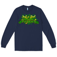 Navy Just a girl who loves St. Patrick's Day Long Sleeve Tee - HowdyJamesFarm